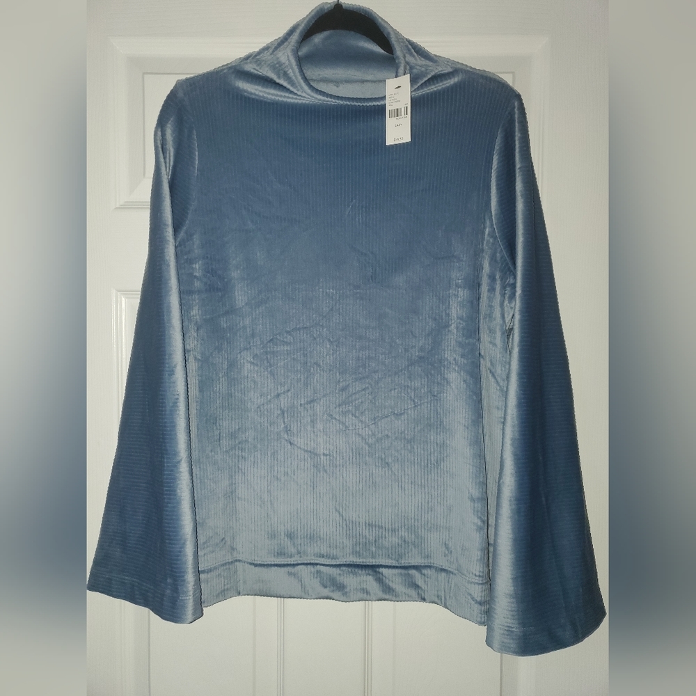 Lane Bryant cowl neck velvet baby blue with flare arms. NWT